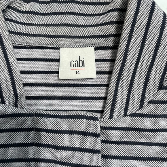 CAbi #5474 Dapple Stripe Car Coat Gray Blue Knit Jacket Ponte Knit Trench Sz M - Picture 12 of 16